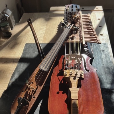 seitenansicht einer nyckelharpa